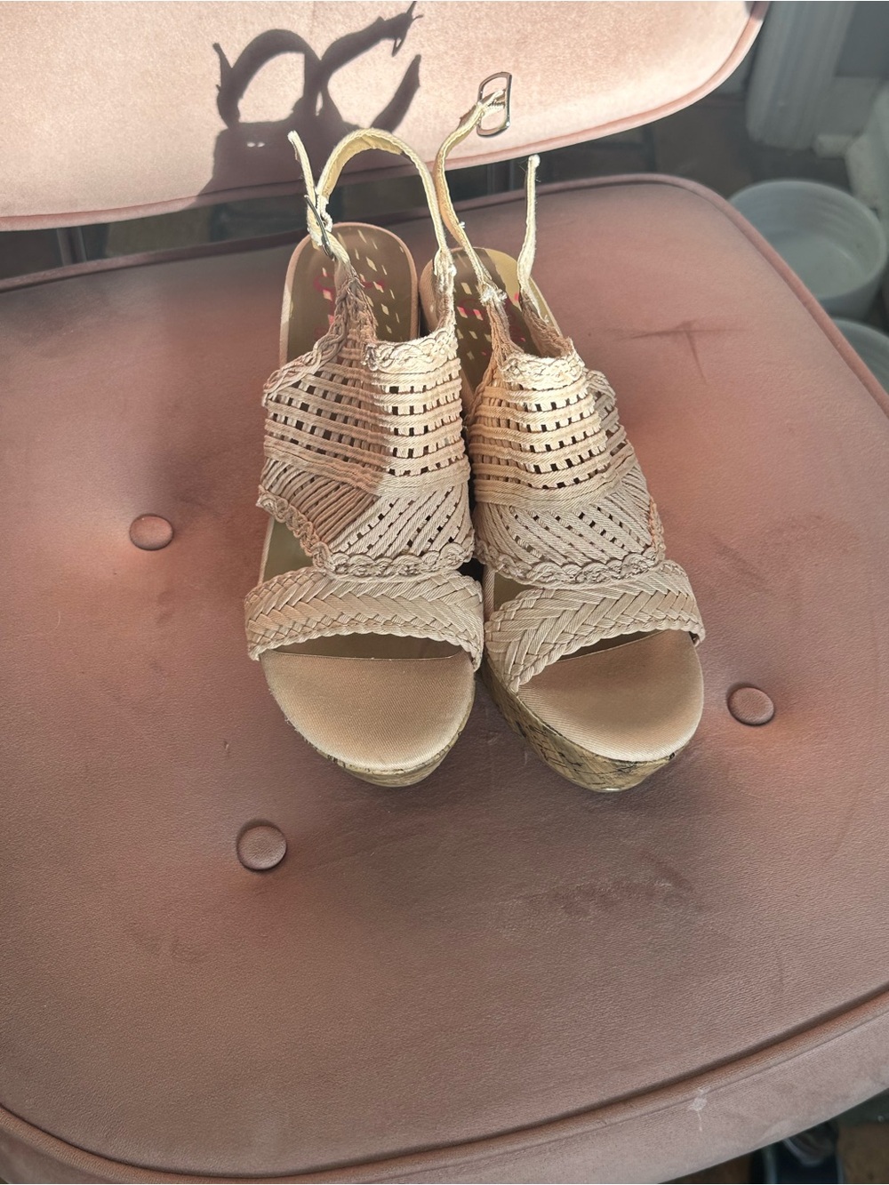 Jellypop Woven Slingback Wedge Sandals in blush